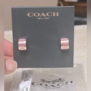 NWT Coach Pink and Gold monogram Earrings